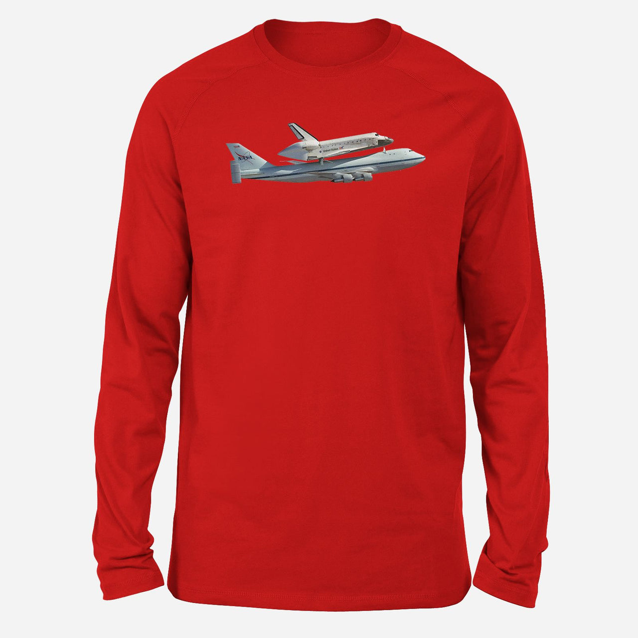 Space shuttle on 747 Designed Long-Sleeve T-Shirts