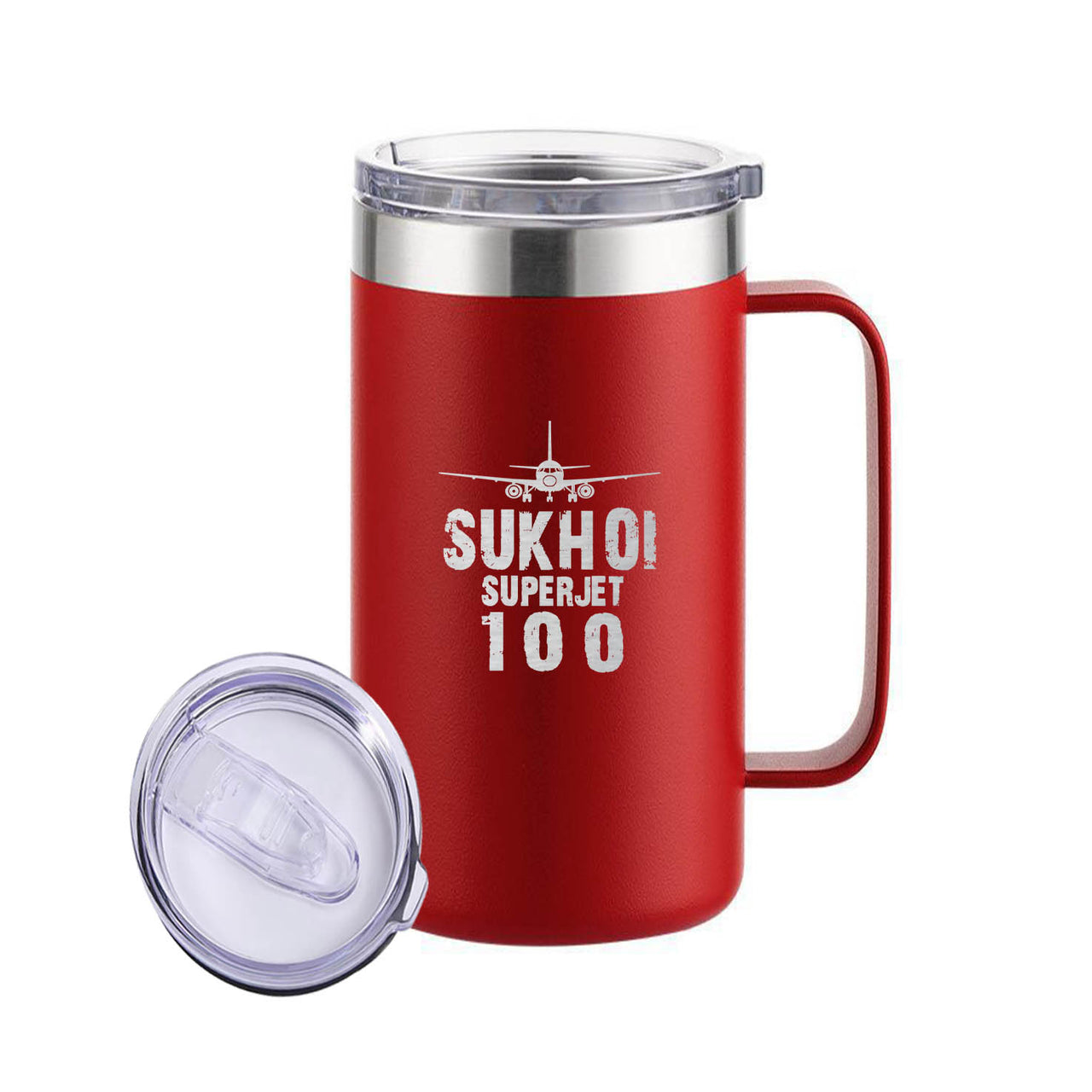 Sukhoi Superjet 100 & Plane Designed Stainless Steel Beer Mugs