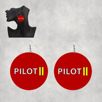 Thumbnail for Pilot & Stripes (2 Lines) Designed Wooden Drop Earrings