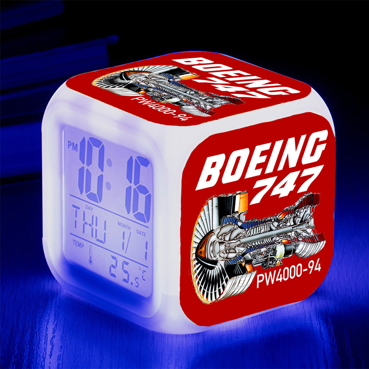 Boeing 747 & PW4000-94 Engine Designed "7 Colour" Digital Alarm Clock