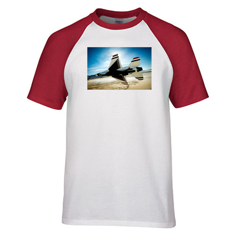 Turning Right Fighter Jet 16 Designed Raglan T-Shirts