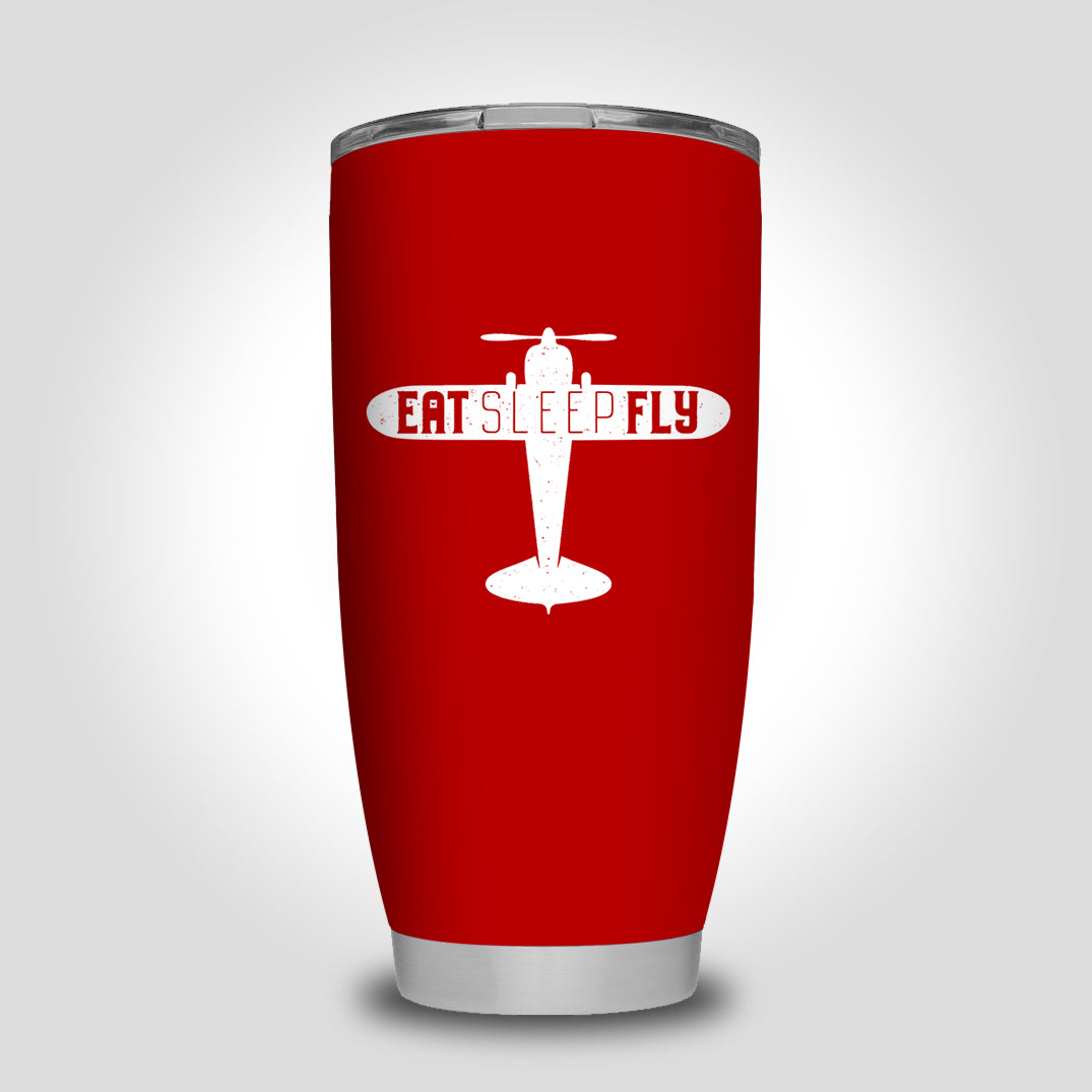 Eat Sleep Fly & Propeller Designed Tumbler Travel Mugs