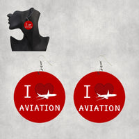 Thumbnail for I Love Aviation Designed Wooden Drop Earrings