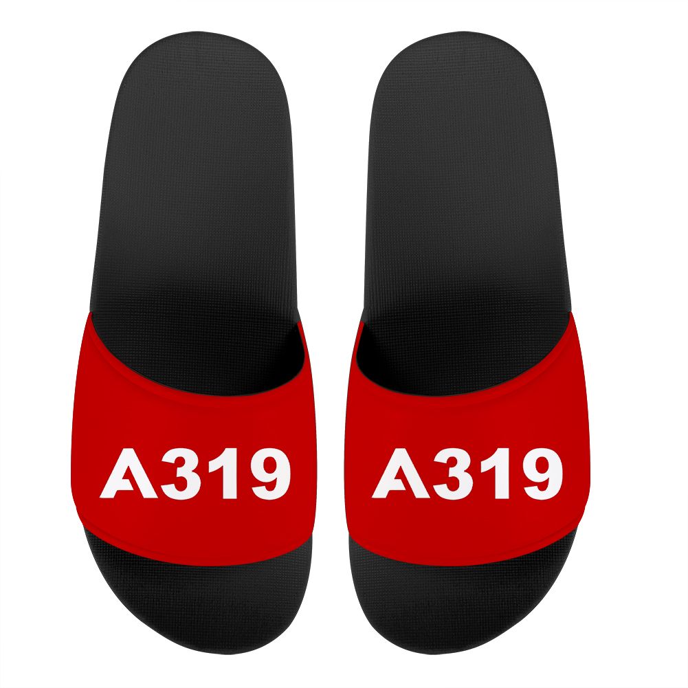 A319 Flat Text Designed Sport Slippers