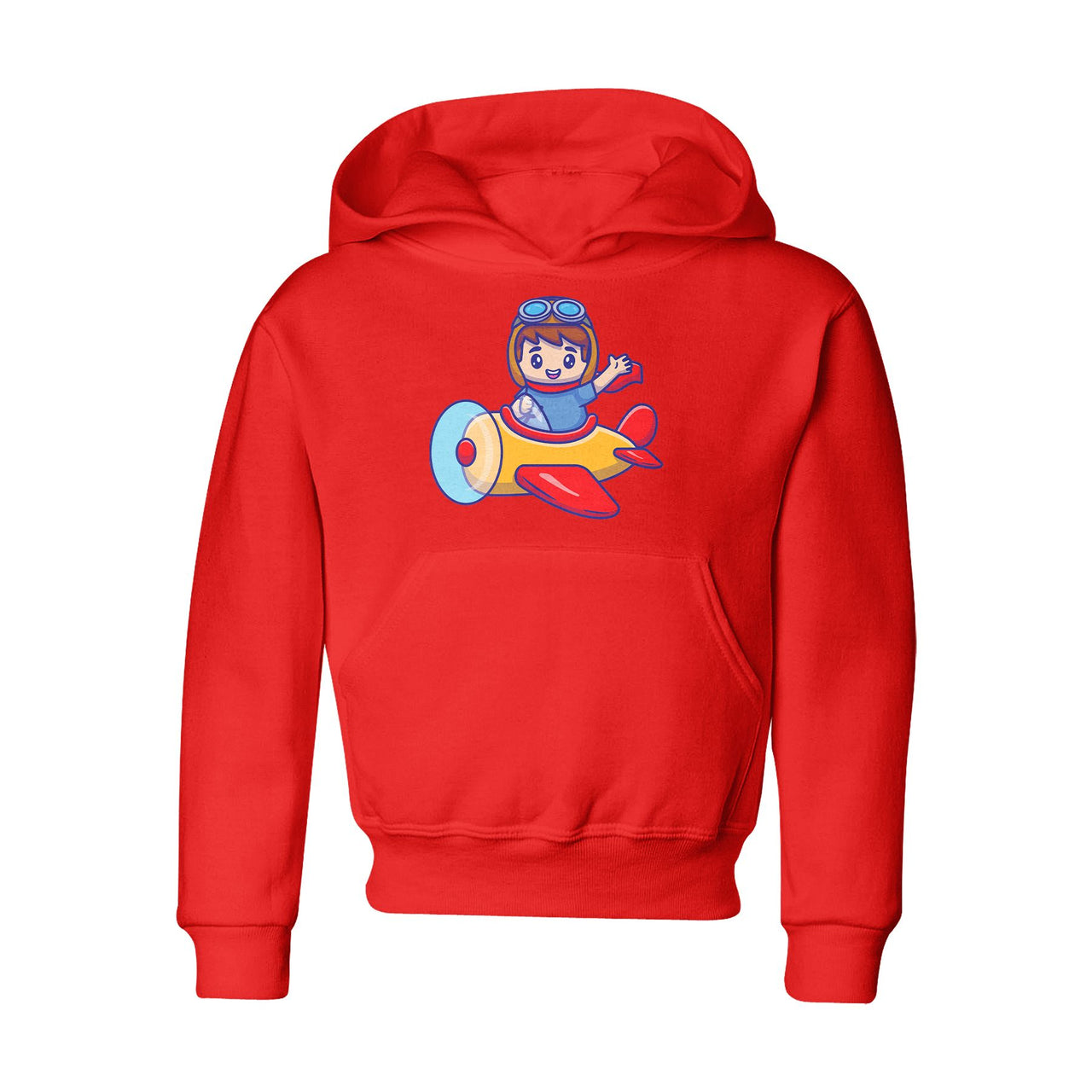 Cute Boy Driving Plane Cartoon Designed "CHILDREN" Hoodies