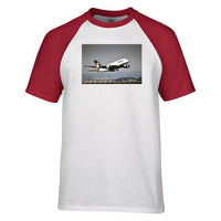 Thumbnail for Departing Lufthansa A380 Designed Raglan T-Shirts