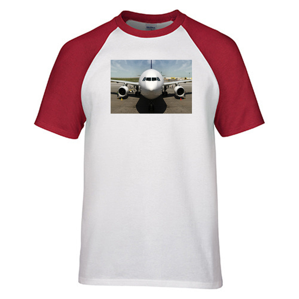 Face to Face with an Huge Airbus Designed Raglan T-Shirts