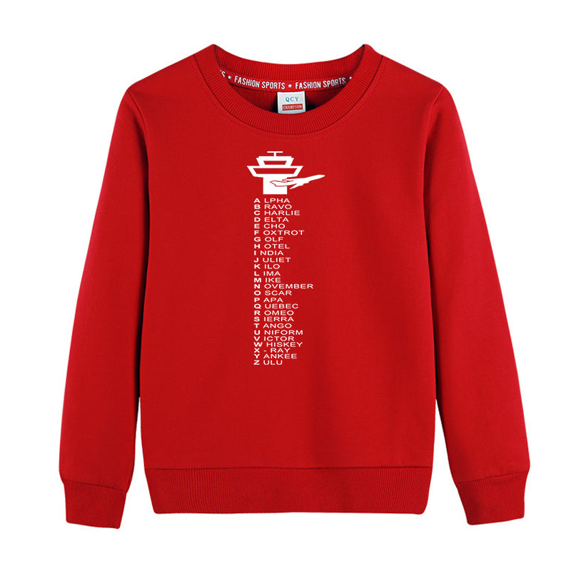 Aviation Alphabet Designed "CHILDREN" Sweatshirts