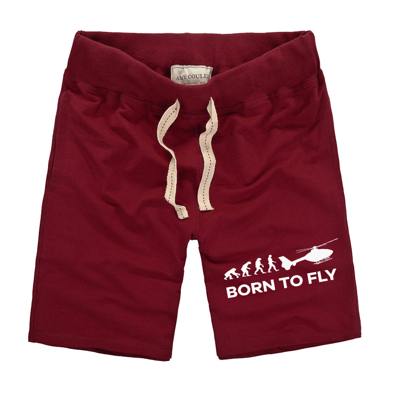 Born To Fly Helicopter Designed Cotton Shorts