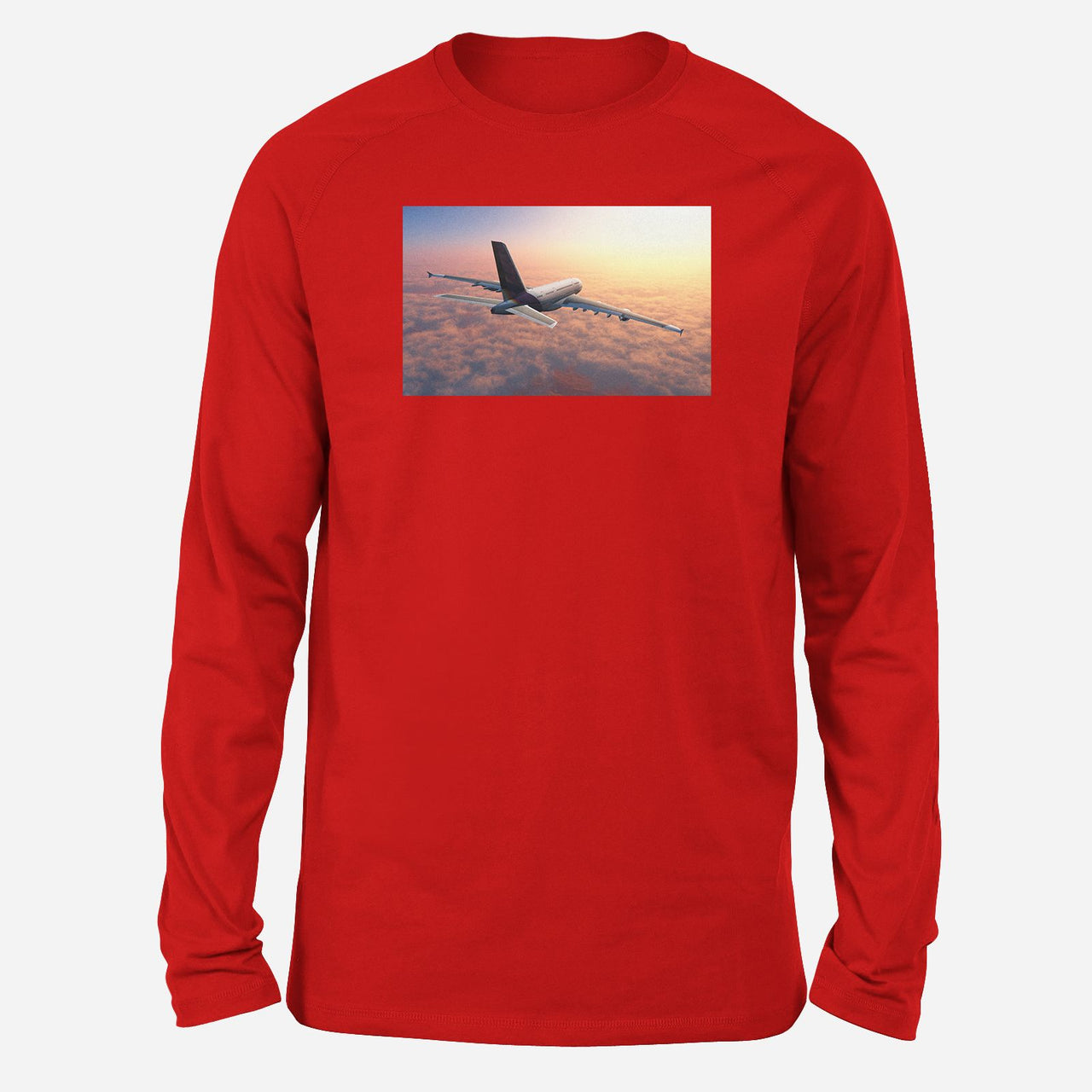 Super Cruising Airbus A380 over Clouds Designed Long-Sleeve T-Shirts