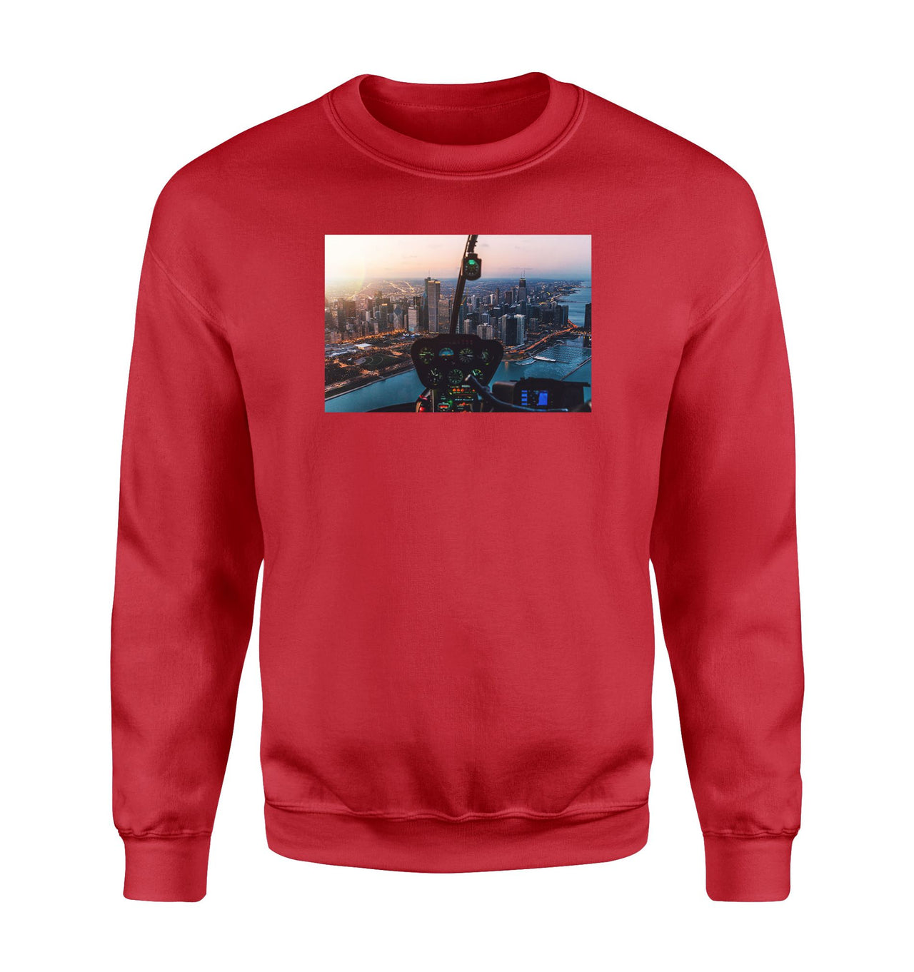 Amazing City View from Helicopter Cockpit Designed Sweatshirts