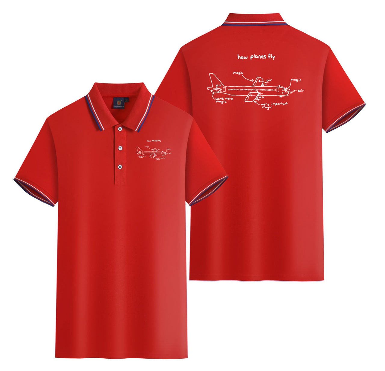 How Planes Fly Designed Stylish Polo T-Shirts (Double-Side)