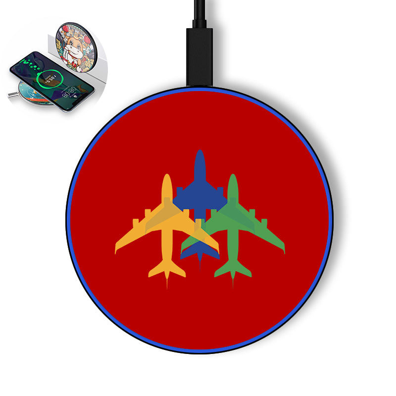 Colourful 3 Airplanes Designed Wireless Chargers