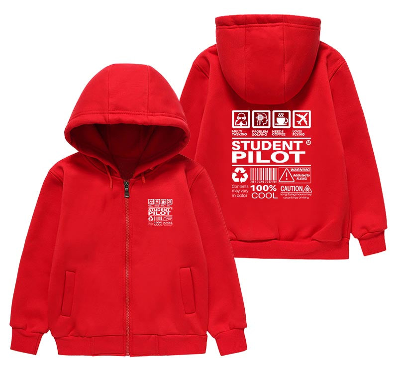 Student Pilot Label Designed "CHILDREN" Zipped Hoodies