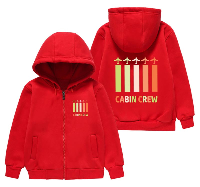 Colourful Cabin Crew Designed "CHILDREN" Zipped Hoodies