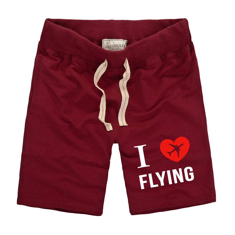 I Love Flying Designed Cotton Shorts