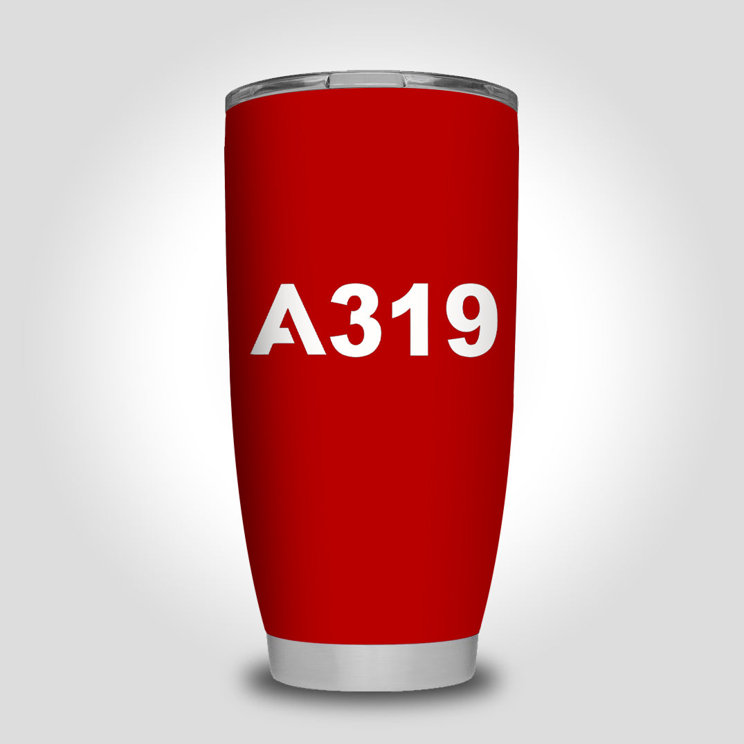 A319 Flat Text Designed Tumbler Travel Mugs