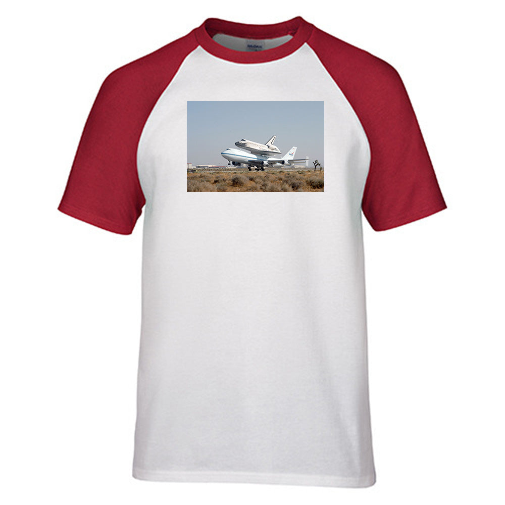 Boeing 747 Carrying Nasa's Space Shuttle Designed Raglan T-Shirts