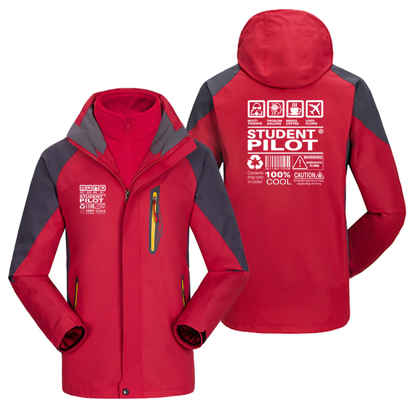 Student Pilot Label Designed Thick Skiing Jackets