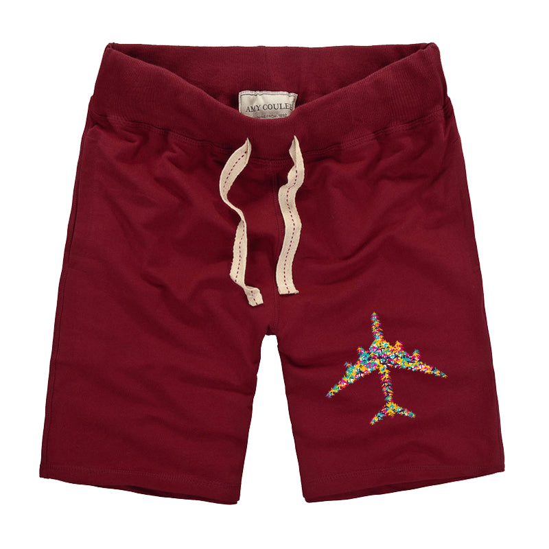 Colourful Airplane Designed Cotton Shorts