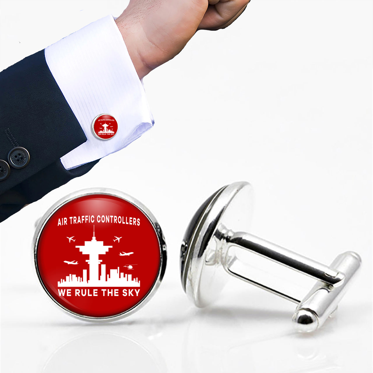 Air Traffic Controllers - We Rule The Sky Designed Cuff Links