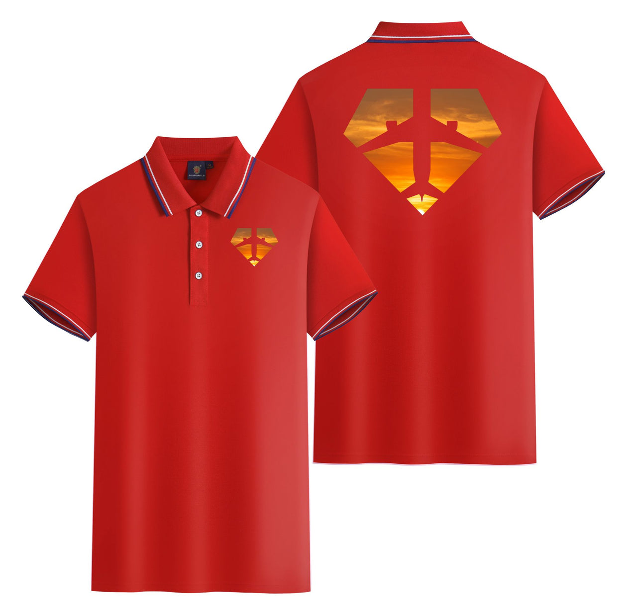 Supermen of The Skies (Sunset) Designed Stylish Polo T-Shirts (Double-Side)