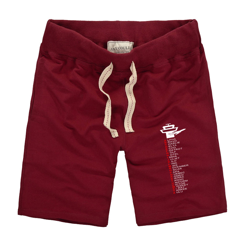 Aviation Alphabet Designed Cotton Shorts
