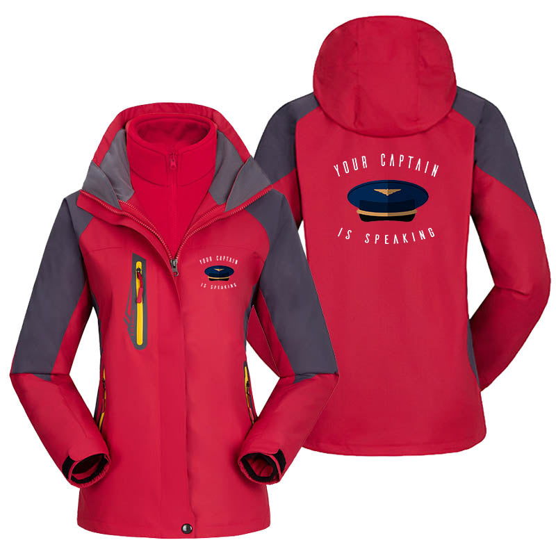 Your Captain Is Speaking Designed Thick "WOMEN" Skiing Jackets