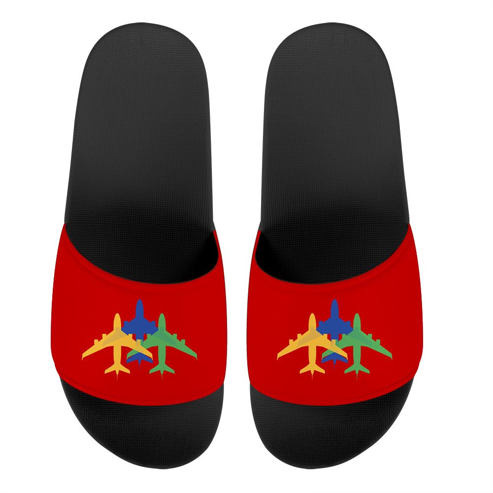 Colourful 3 Airplanes Designed Sport Slippers
