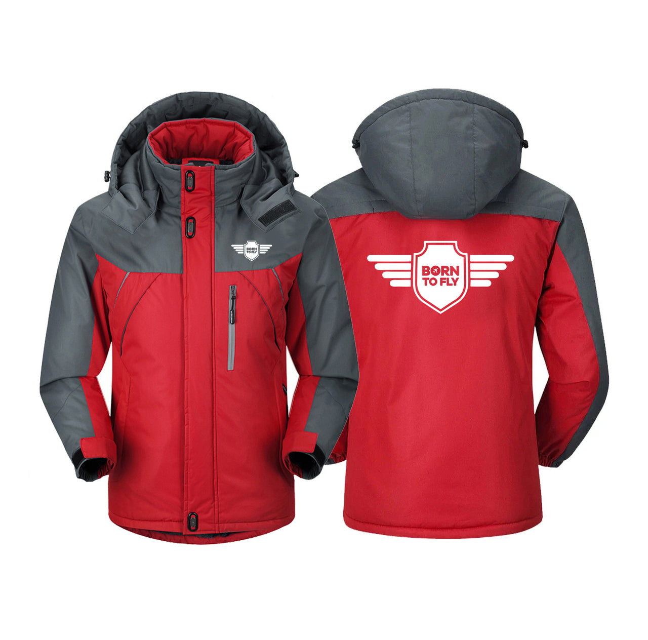 Born To Fly & Badge Designed Thick Winter Jackets