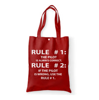 Thumbnail for Rule 1 - Pilot is Always Correct Designed Tote Bags
