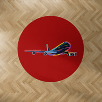 Thumbnail for Multicolor Airplane Designed Carpet & Floor Mats (Round)