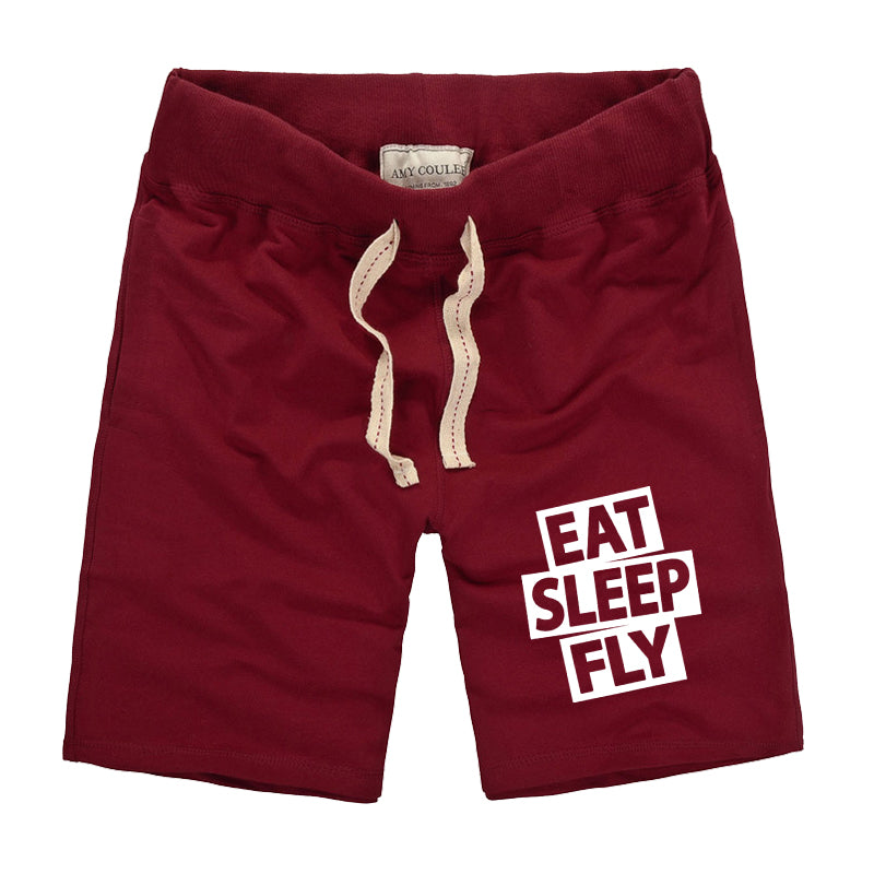 Eat Sleep Fly Designed Cotton Shorts