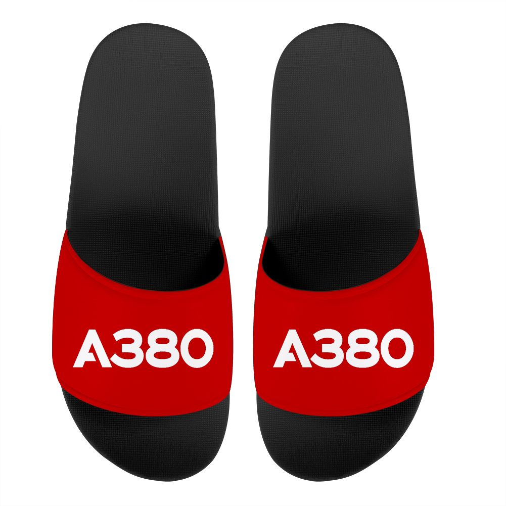 A380 Flat Text Designed Sport Slippers