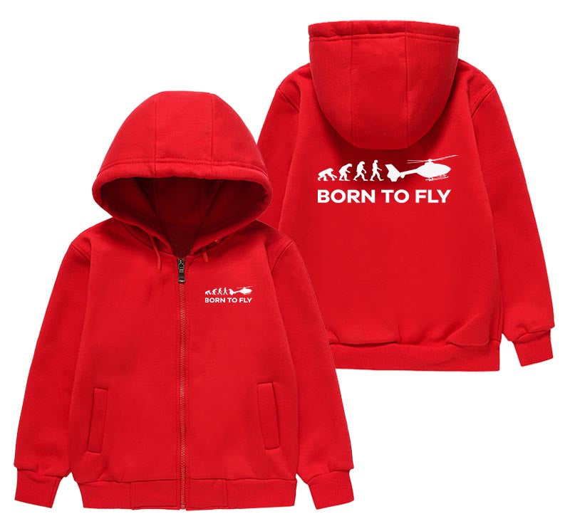 Born To Fly Helicopter Designed "CHILDREN" Zipped Hoodies