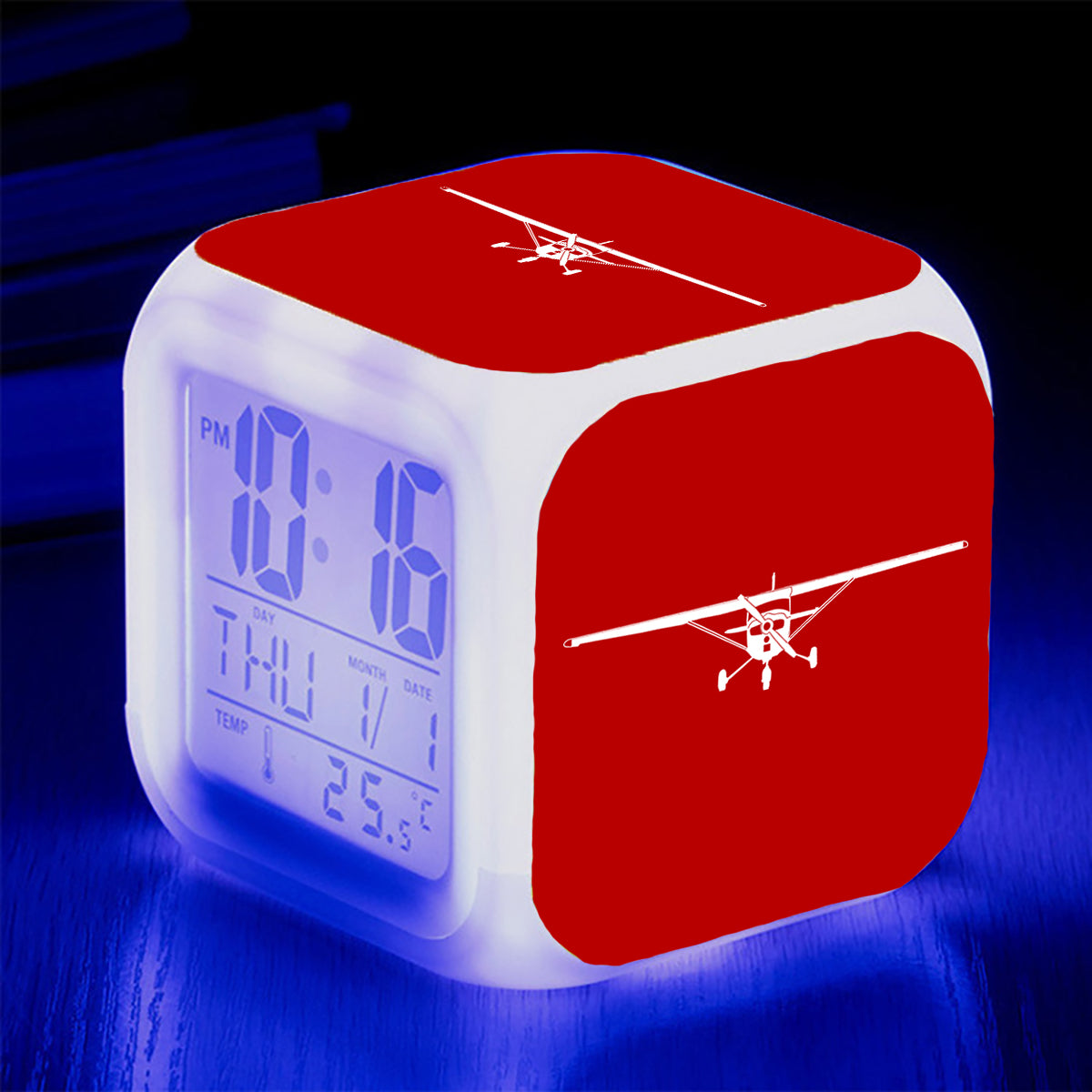 Cessna 172 Silhouette Designed "7 Colour" Digital Alarm Clock