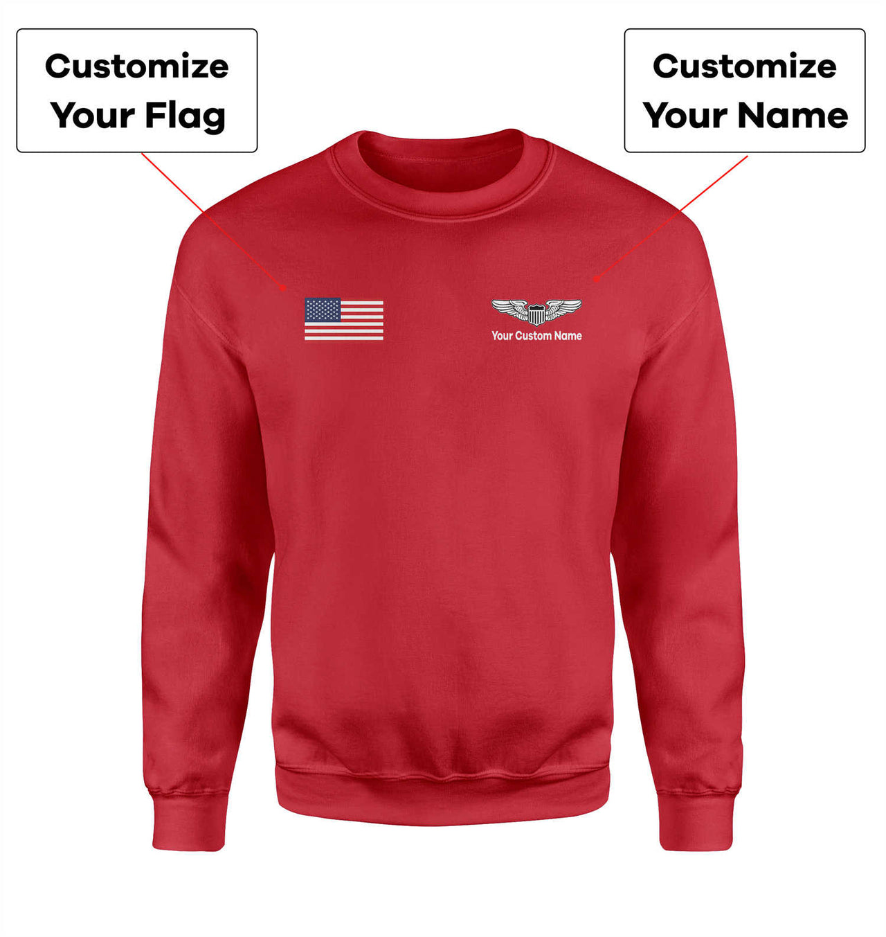 Custom Flag & Name with (Military Badge) Designed 3D Sweatshirts