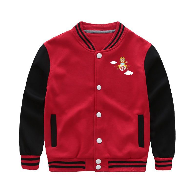 Cartoon Little Boy Operating Plane (Edition 2) Designed "CHILDREN" Baseball Jackets