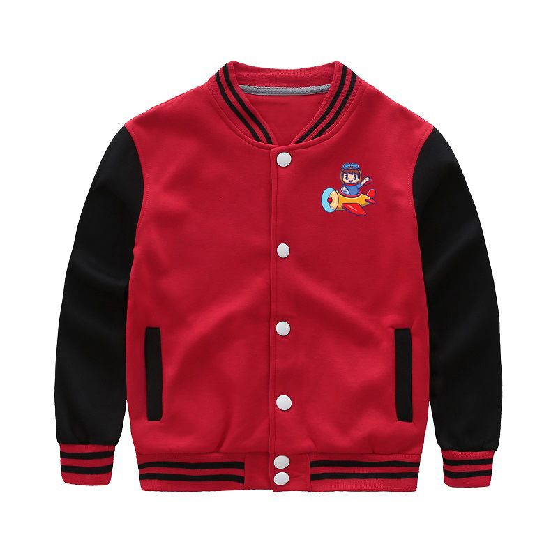 Cute Boy Driving Plane Cartoon Designed "CHILDREN" Baseball Jackets