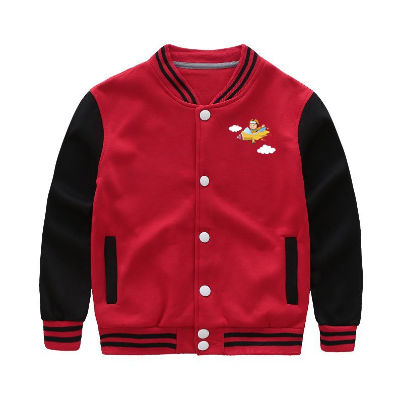 Cartoon Little Boy Operating Plane Designed "CHILDREN" Baseball Jackets