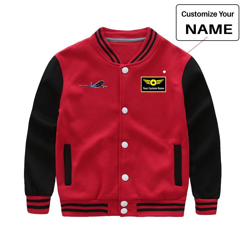 Multicolor Airplane Designed "CHILDREN" Baseball Jackets