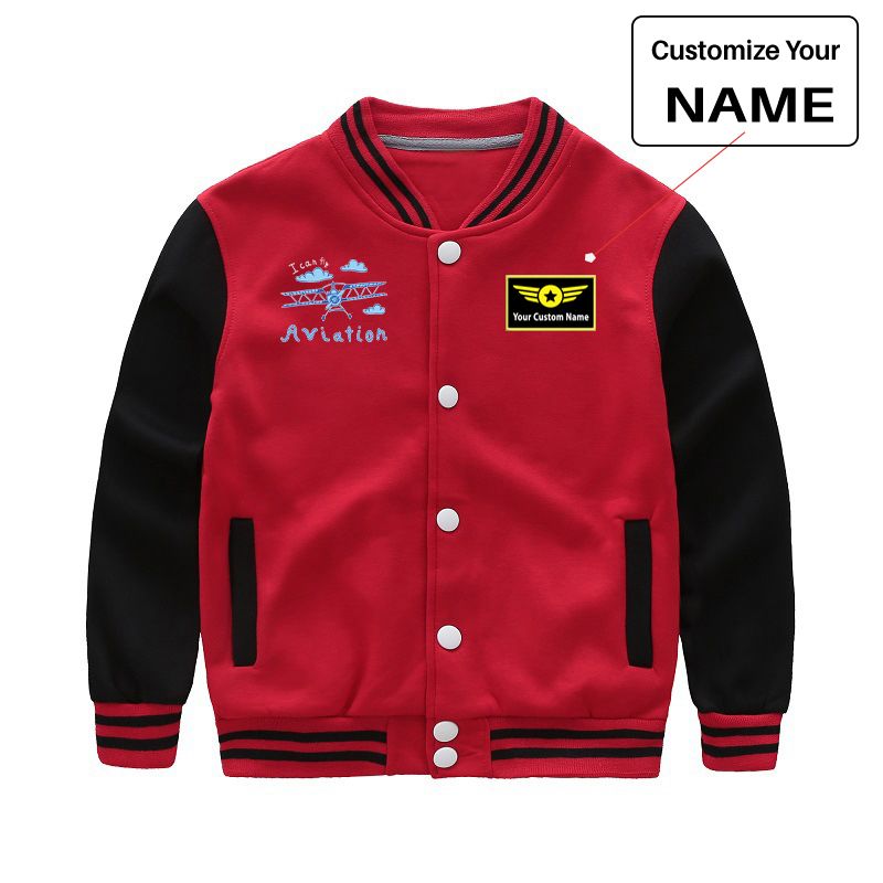 I Can Fly & Aviation Designed "CHILDREN" Baseball Jackets