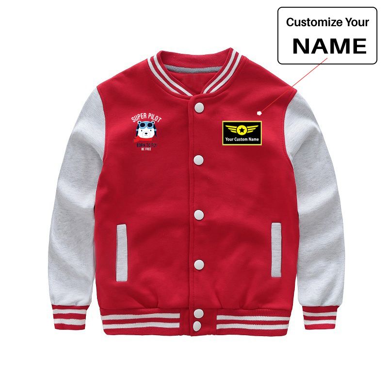 Super Pilot - Born To Fly Designed "CHILDREN" Baseball Jackets