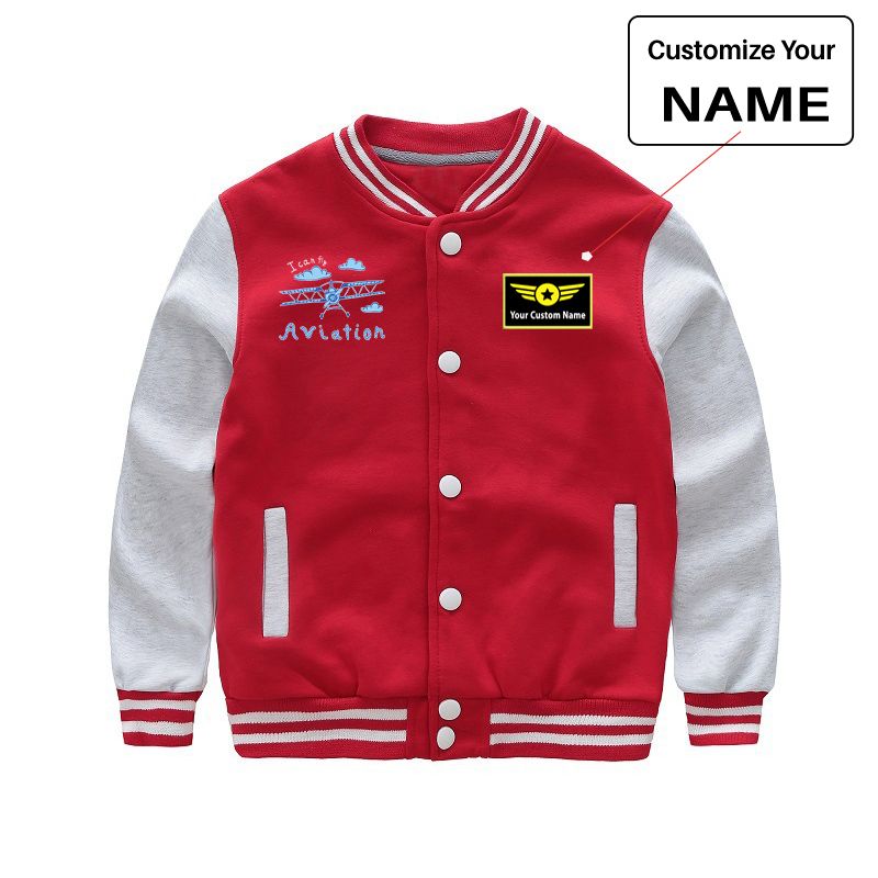 I Can Fly & Aviation Designed "CHILDREN" Baseball Jackets