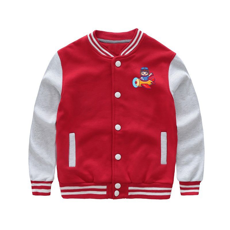 Cute Boy Driving Plane Cartoon Designed "CHILDREN" Baseball Jackets
