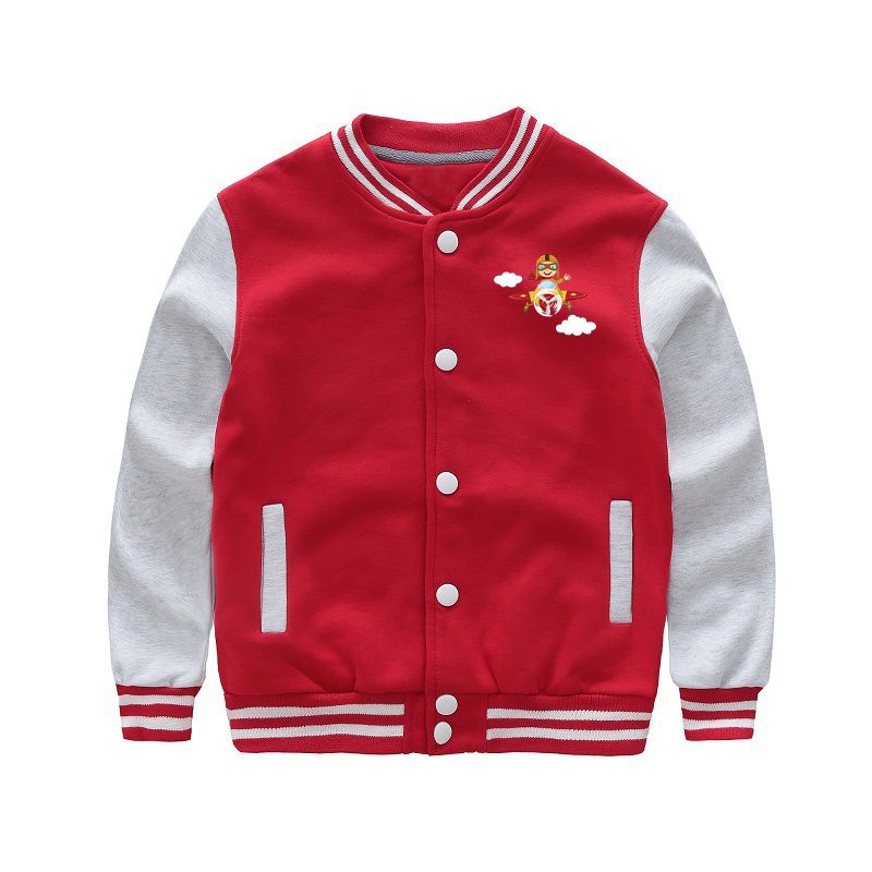 Cartoon Little Boy Operating Plane (Edition 2) Designed "CHILDREN" Baseball Jackets