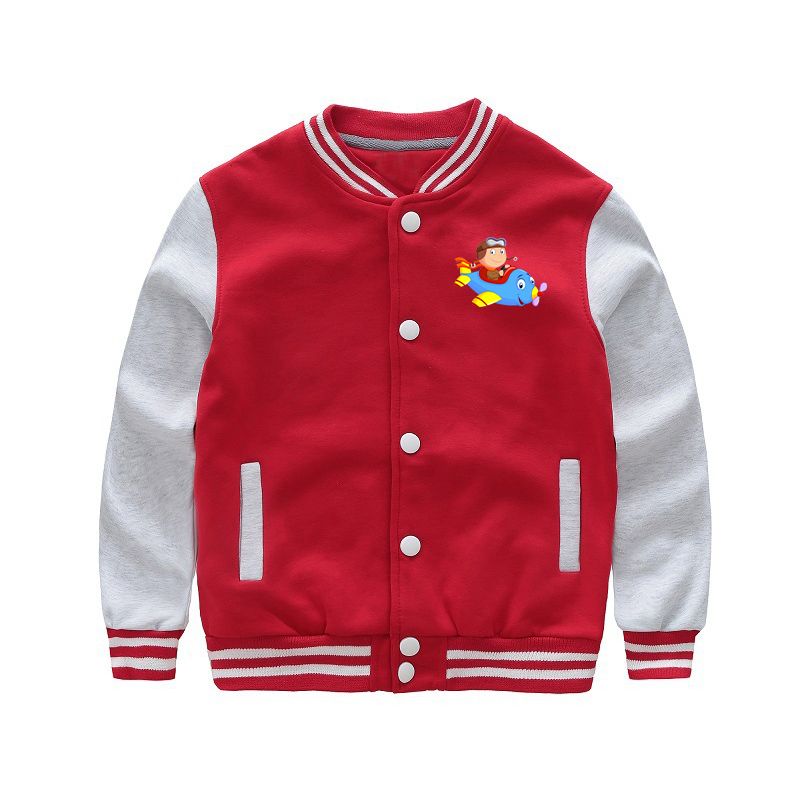 Little Boy Operating an Airplane Designed "CHILDREN" Baseball Jackets