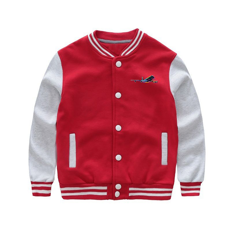 Multicolor Airplane Designed "CHILDREN" Baseball Jackets
