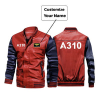 Thumbnail for A310 Flat Text Designed Stylish Leather Bomber Jackets