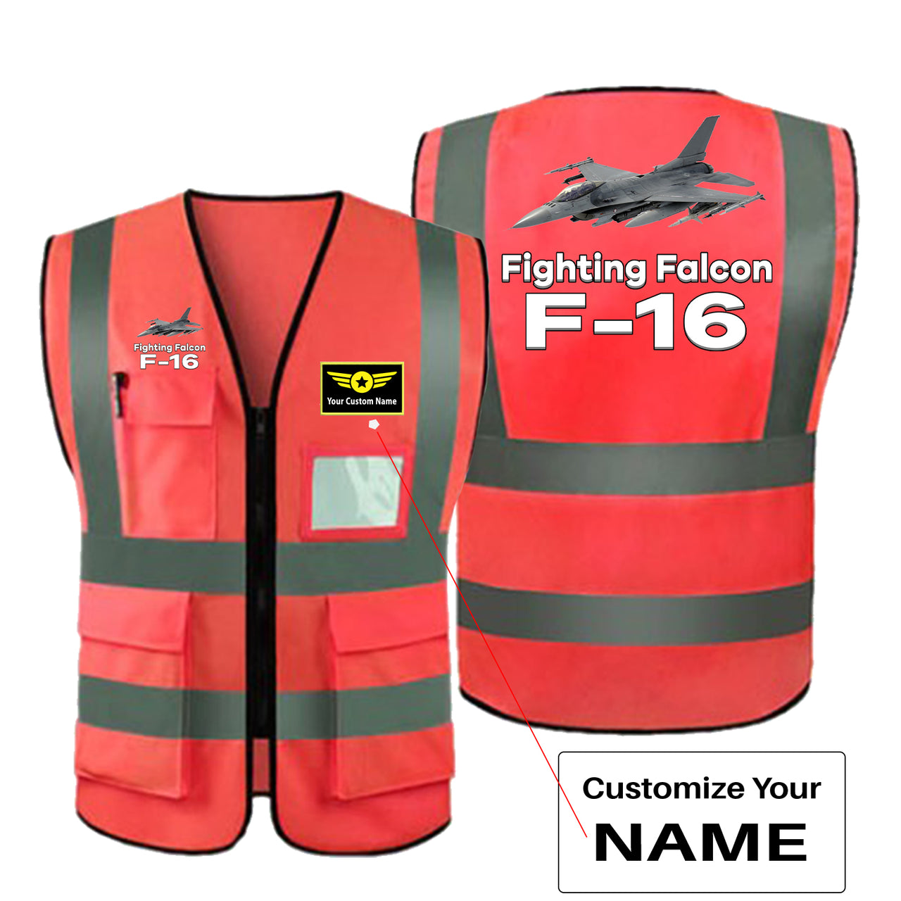 The Fighting Falcon F16 Designed Reflective Vests